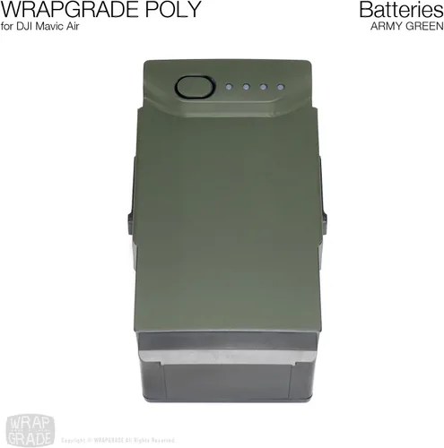 Vista 3 de Wrapgrade Poly Skin compatible con DJI Mavic Air 3 baterías (verde militar)