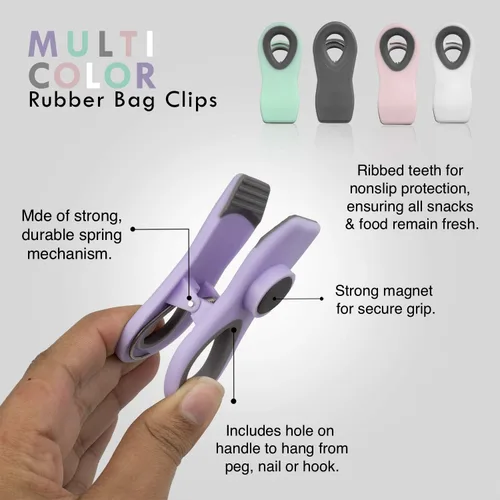 Vista 7 de COOK WITH COLOR Clips para bolsas de chips con imán para almacenamiento de alimentos con agarre hermético para bolsas de pan, bolsas de aperitivos