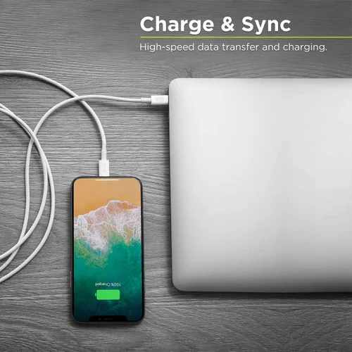 Vista 5 de PureGear Cable USB C a Lightning, cable de sincronización de datos certificado MFi de Apple, compatible con entrega de energía y cargadores tipo C