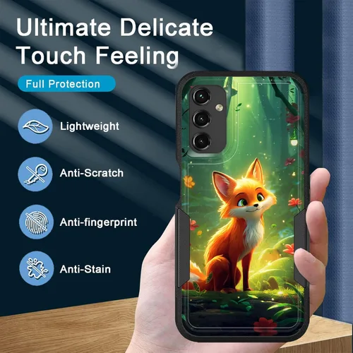 Vista 205 de Funda para Galaxy A14 5G, resistente de doble capa híbrida de policarbonato duro, goma suave, a prueba de golpes, funda protectora resistente