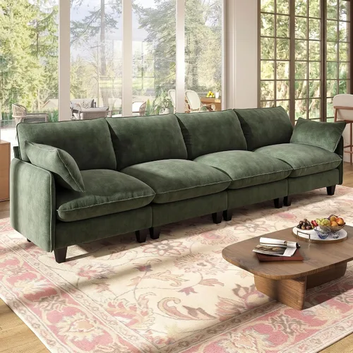 Vista 19 de WorthFurni Sofá modular modular de 105 pulgadas con asiento profundo, sofá nube en forma de L con cojines de gran tamaño y otomanas móviles, sofás