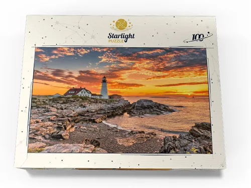 Vista 4 de MyPuzzle Portland Lighthouse At Sunrise in New England Maine USA - Rompecabezas prémium de 100 piezas para adultos