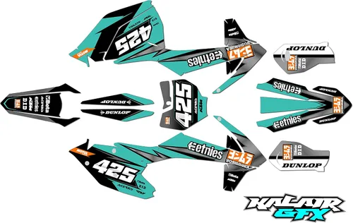 Vista 4 de Kit de gráficos para KTM 250SX,250XC Y 300XC (2017-2018) Serie Screech Naranja 16 Mil - Adhesivo de carreras Dirtbike no-plastics