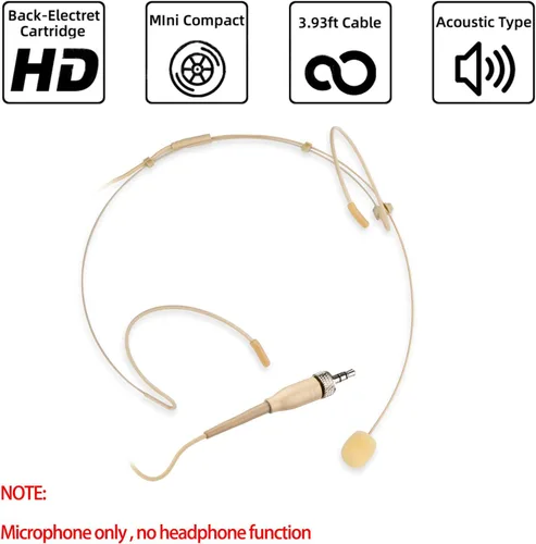 Vista 2 de Auriculares con micrófono para colgar sobre la oreja para Sennheiser Wireless System Bodypack transmisor, ideal para conferencias, actuaciones