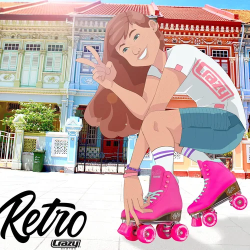 Vista 6 de Crazy Skates Retro Roller Skates Adjustable or Fixed Sizes Classic Quad Skates for Men, Women and Girls Rosa (ajustable)
