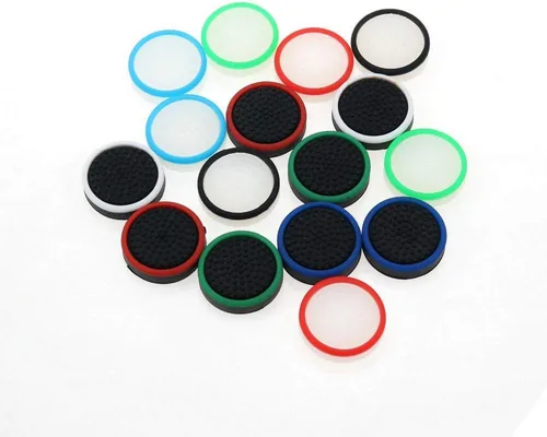 Vista 3 de 4 unidades de silicona para palillo de pulgar con agarre analógico para PS4, PS3, PS2, Xbox One, Xbox 360, Wii U, NS Pro Controller (blanco-azul)