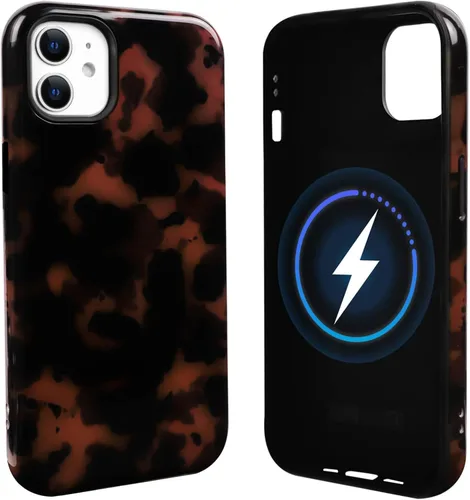 Vista 19 de NITITOP Funda magnética compatible con iPhone 11, compatible con MagSafe lindo diseño estético de leopardo ámbar tortuga para mujeres, hombres