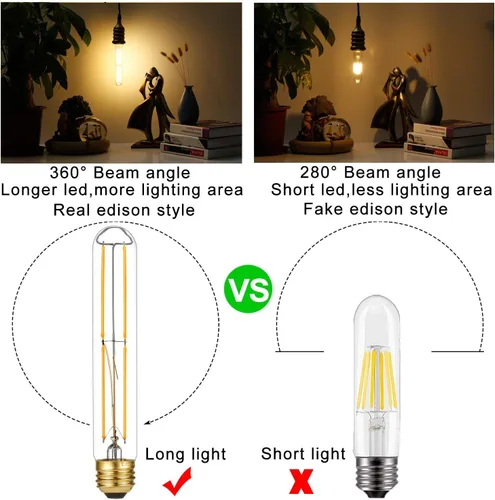 Vista 6 de LiteHistory Bombilla E12 regulable para candelabros de 60 W, paquete de 6 bombillas Edison E26 de 6 W = 60 W, 60 W, para candelabros, ventilador