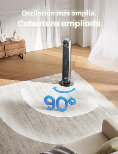 Vista 5 de Dreo Ventilador de torre sin aspas - 25 pies/s, 4 velocidades, 4 modos, oscilación de 90°, temporizador de 8 horas, ultra silencioso