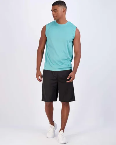 Vista 5 de Real Essentials Paquete de 5 Camiseta deportiva deportiva de malla para hombre, ropa deportiva de entrenamiento y entrenamiento