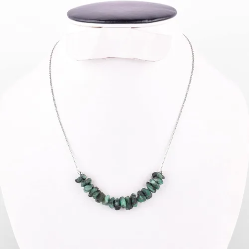 Vista 3 de Regalos para mamá, joyería de esmeralda cruda para mujer, piedra natural, cristales ásperos y piedras curativas, collares de barra delicados