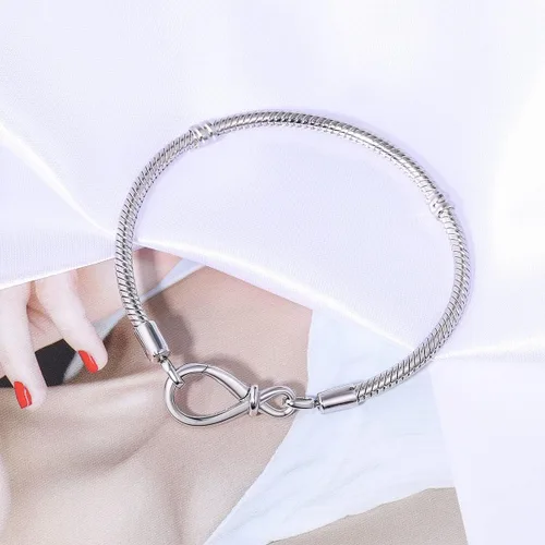 Vista 7 de Parmuz Charm Bracelet For Woman 925 Sterling Silver Basic heart clasp Iconic Moments Snake Chain Bracelet Gift for Teen Girls Men Mother Daughter