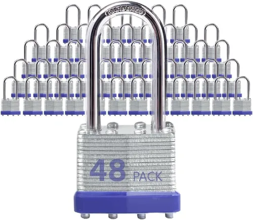 Vista 12 de Candados para Exteriores Lock, Cerradura de Llave, Candados con la Misma Llave - Candados con Llave de Acero Laminado con Grillete Largo, Paquete