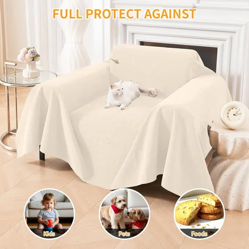 Vista 4 de Warmstar Protector de sofá contra las garras de los gatos, funda impermeable antideslizante para sofá de 3 cojines, funda para sofá de 3 cojines