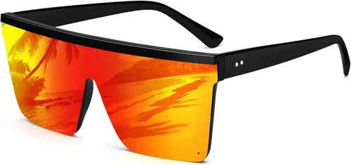 Vista 15 de Dollger - Gafas de sol cuadradas de gran tamaño para mujer y hombre, de moda, armazón negro con parte superior plana