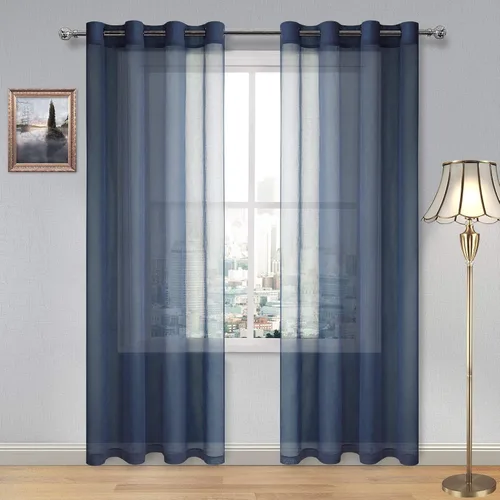 Vista 135 de DWCN Cortinas traslúcidas color verde frijol para sala de estar y dormitorio - Cortinas voile con aspecto de lino sintético con ojales en la parte