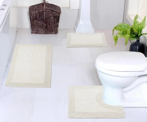 Vista 28 de Home Weavers Luxury Collection 100% Cotton Reversible Bathroom Rugs Set, Washable Rug, Soft Cotton Extra Soft and Absorbent Bath Rug, Kitchen Mat, 2