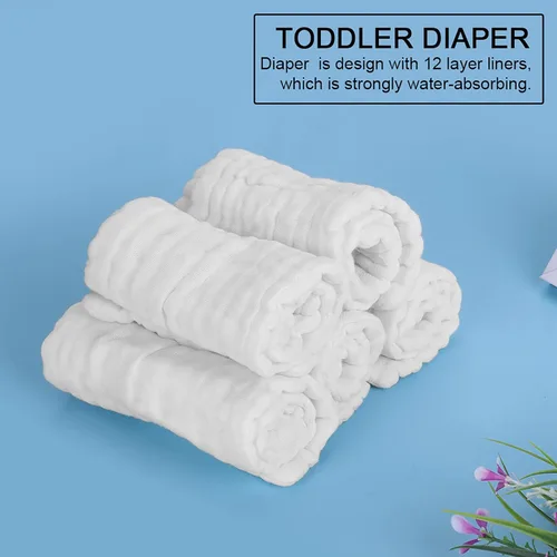 Vista 9 de ViaGasaFamido - 5 pañales lavables de algodón suave reutilizables para recién nacidos, pañales de tela para bebés de alta absorción, 14.96 x 5.51