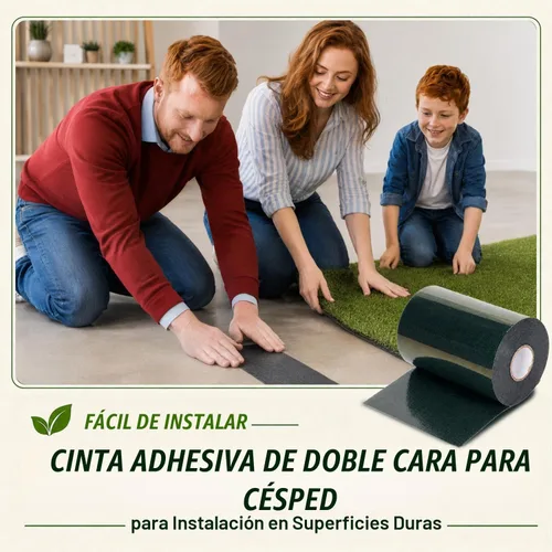 Vista 5 de Cinta de Costura de Césped Artificial de Doble Cara 6" x 16' Cinta de Costura Autoadhesiva para Pisos de Concreto y Madera, Patios, Alfombras