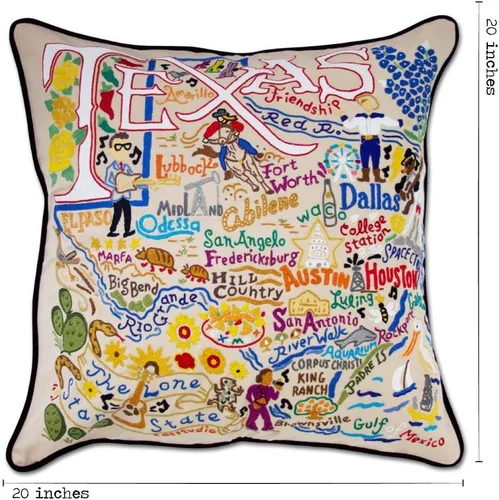 Vista 5 de Catstudio Almohada decorativa bordada a mano de Texas