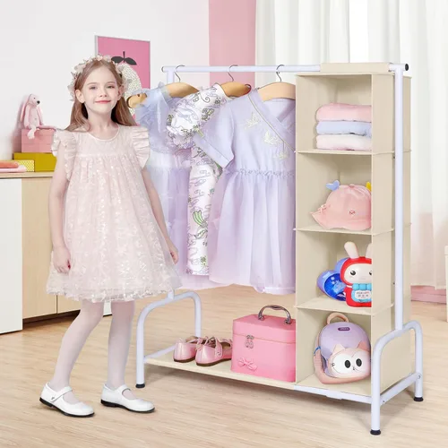 Vista 2 de Univivi Perchero para Ropa de Niños con Organizador Colgante, Almacenamiento de Vestidor Infantil para Colgar Ropa, Armario Guardarropa para Niños