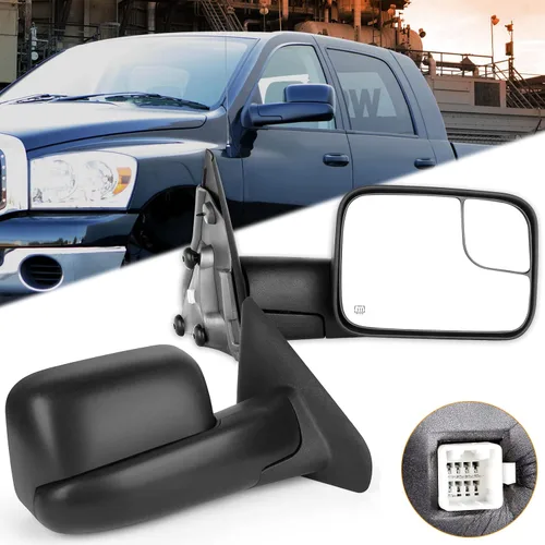 Vista 31 de Conjunto de espejo lateral del conductor o del pasajero para Ford F150 F250 F350 plegable manual, sin calefacción, color negro liso, paquete de 1
