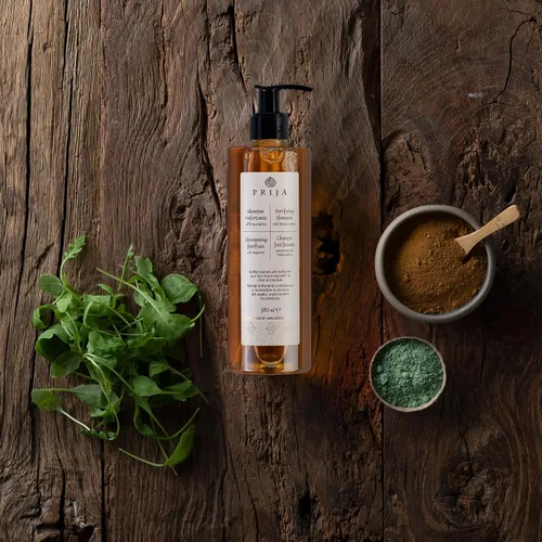 Vista 3 de Prija Champú fortificante limpia y revitaliza el cabello con Eruca Sativa para todo tipo de cabello, champú hidratante aumenta el brillo y mejora