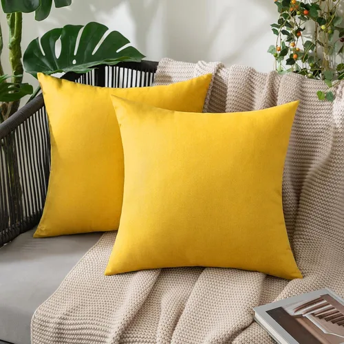 Vista 54 de MIULEE - Paquete de 2 fundas de almohada decorativas para exteriores, impermeables, sólidas, de imitación de lino, para jardín, casa de campo, Azul