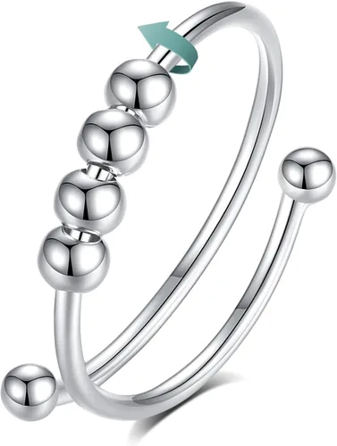 Vista 12 de Vito 925 Sterling Silver Fidget Anxiety Open Ring for Women Men
