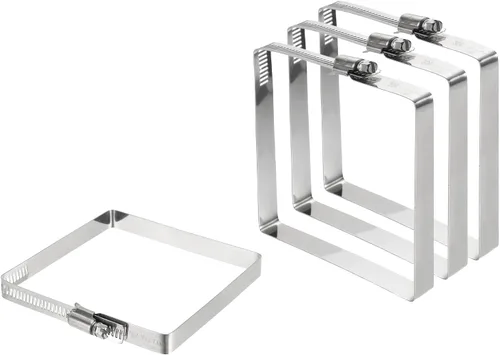 Vista 28 de uxcell 2 abrazaderas de manguera rectangulares de acero inoxidable 304, ajustables de 2 x 2 pulgadas, abrazaderas de tubo de conducto de engranaje