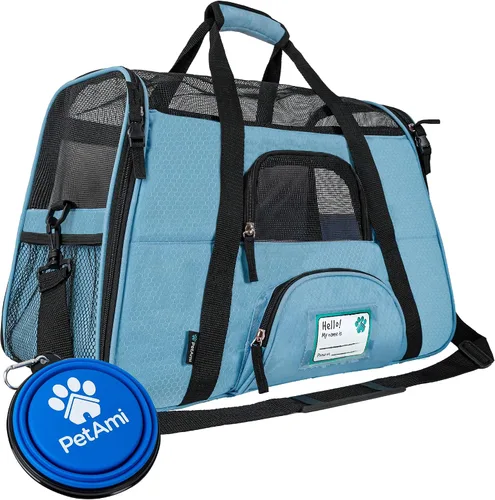 Vista 12 de PetAmi Transportador de mascotas aprobado por aerolíneas para gatos, transportador de perros de lados suaves para perros pequeños, suministros