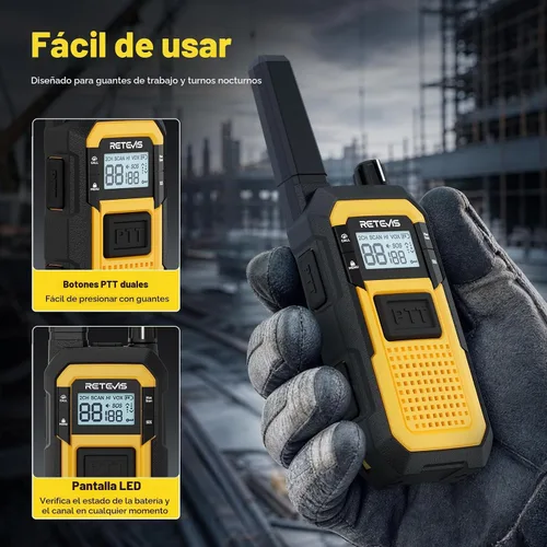 Vista 8 de Retevis RB48 Walkie Talkies avanzados de triple prueba con micrófono de hombro, MIL-STD 810H, VOX, recordatorio de vibración, PTT dual, SOS, NOAA
