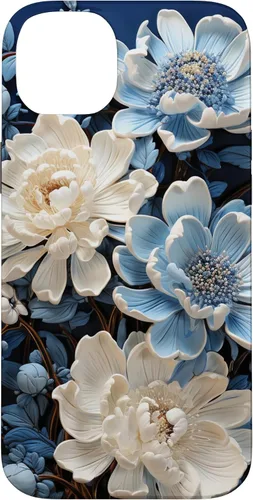 Vista 15 de iPhone 16 Chinoiserie Floral Toile Blue and White Case