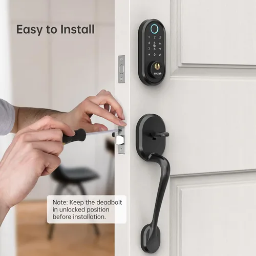 Vista 6 de Cerraduras inteligentes para puerta delantera con asa: cerradura de puerta de entrada sin llave SMONET con juego de manija Cerraduras digitales
