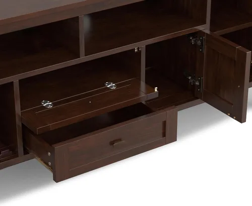 Vista 10 de SIMPLIHOME Warm Shaker - Soporte de TV de madera maciza de 72 pulgadas de Marrón rojizo