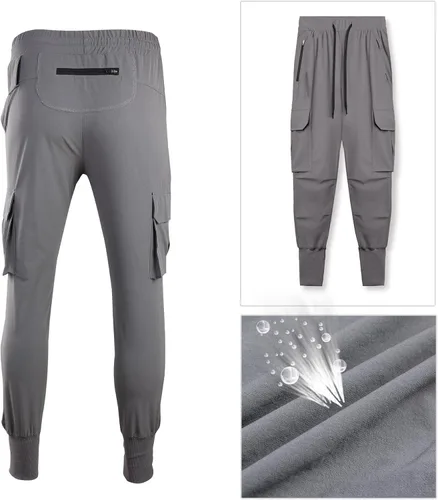 Vista 2 de Surenow Pantalones deportivos para correr para hombre, ligeros, delgados, de secado rápido, cónicos, para senderismo, pantalones deportivos
