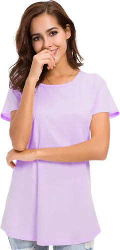 Vista 4 de Camisetas de algodón para mujer, de manga corta, holgadas, cómodas, básicas, lisas