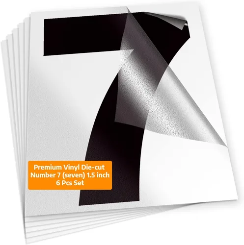 Vista 39 de iSYFIX Calcomanías de vinilo negro con el número 7 (siete), paquete de 6 calcomanías autoadhesivas de 7 pulgadas, calcomanías troqueladas y Negro