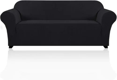 Vista 101 de PrinceDeco Funda elástica para sofá de 3 cojines, funda de sofá de tela jacquard de elastano de 1 pieza, funda universal antideslizante, protector