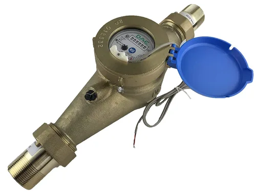 Vista 40 de DAE Medidor de agua caliente sin plomo MJ-75R NTEP, acoplamientos NPT de 3/4", salida de pulso, galón