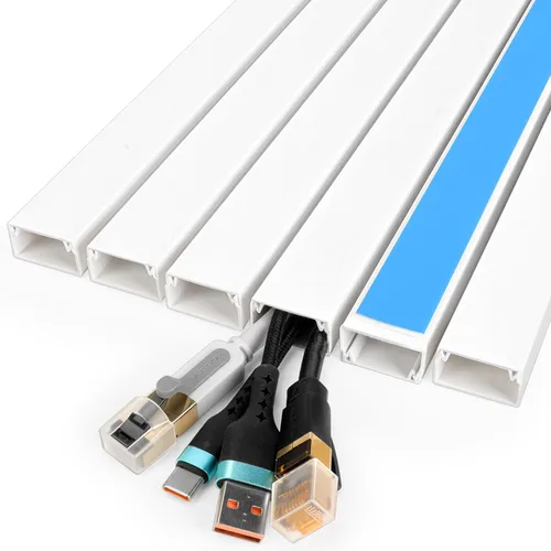 Vista 7 de Kit de ocultador de cable de 1000 pulgadas, cubiertas de cable para cables en la pared, canaleta de cables pintable, protector de cable para montaje