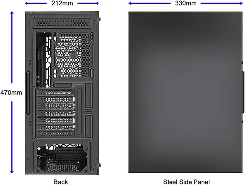 Vista 9 de Bgears b-Optillusion (ventiladores no incluidos) Funda ATX para juegos para PC, panel frontal ARGB con ilusión óptica especial, lado de vidrio
