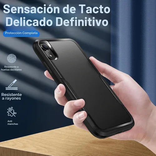 Vista 4 de Funda para iPhone XR con protección de pantalla: resistente a prueba de golpes y arañazos Funda para iPhone XR-Negro