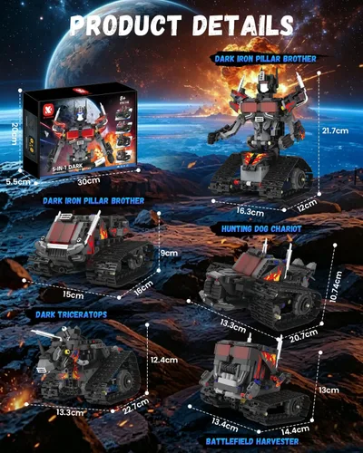 Vista 7 de Kit de construcción de robot STEM 5 en 1, juguetes de robot RC para Negro