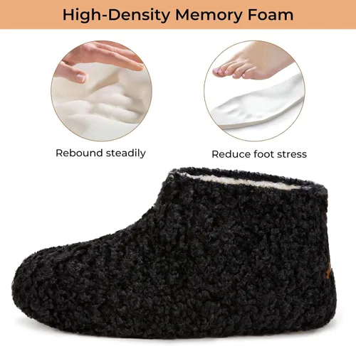 Vista 5 de HomeTop Pantuflas tipo botín mullido para mujer, cálidas, para invierno, para interiores, con forro polar de peluche