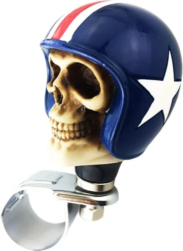 Vista 5 de Perilla de refuerzo para automóvil Suicide Spinner estilo calavera caballero para volante, mango de agarre de control de giro, se adapta a