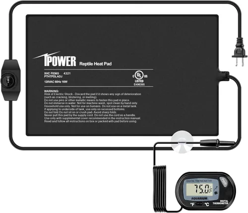 Vista 18 de iPower Almohadilla de Calor para Reptiles de 6 x 8 Pulgadas, 8 W, Calentador de Terrario Debajo del Tanque, Alfombrilla Calefactora para Tortuga