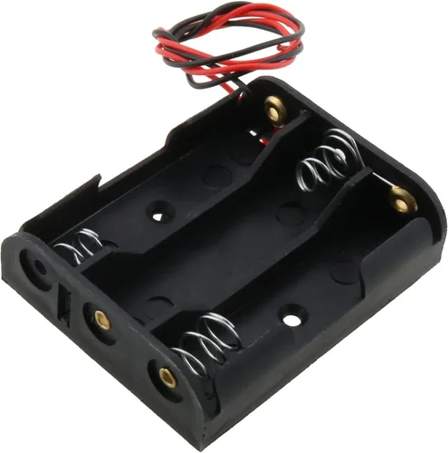 Vista 2 de Caja de almacenamiento con 3 pilas AA con cables de 10 pulgadas, soporte de batería AA de 3 ranuras con cables