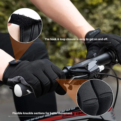 Vista 5 de Guantes de ciclismo de montaña, guantes de ciclismo de dedo completo para pantalla táctil, para hombres y mujeres, para correr al aire libre