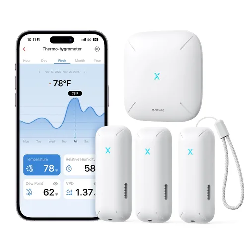 Vista 12 de X-Sense - Termómetro higrómetro Wi-Fi para interiores, estación base no incluida